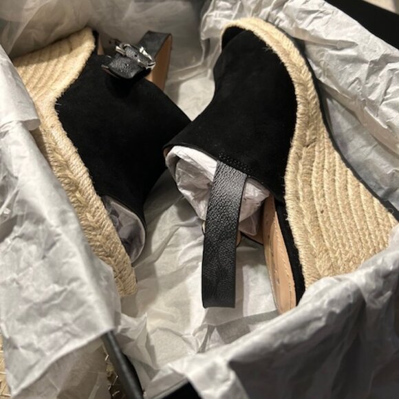 Coach Poppy Wedge Slingback Styling Buckle Closure Black Sandals - Picture 1 of 9